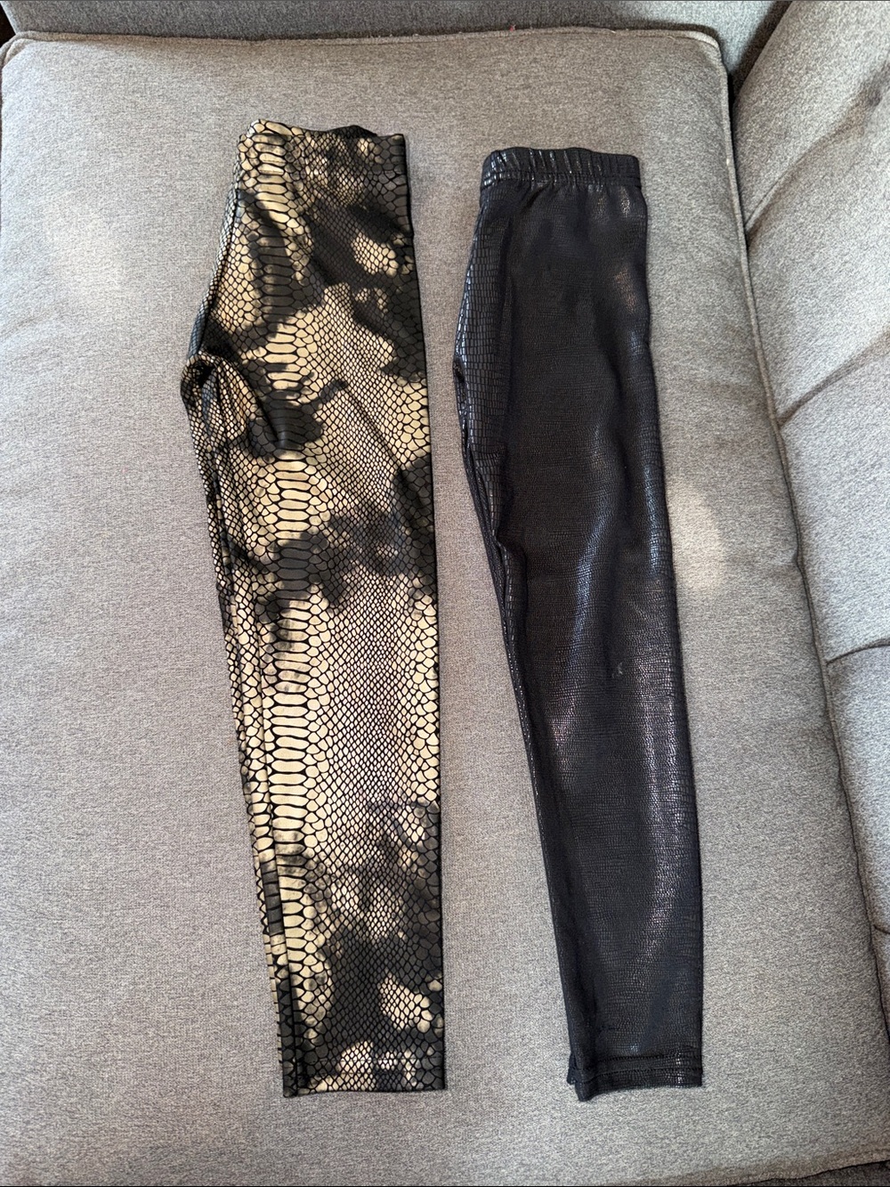 Bundle Kids Snake-Print and Black Faux-Leather Leggings